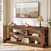 63" Solid Wood TV Stand, 3-Tier Media Entertainment Center for Living Room 3