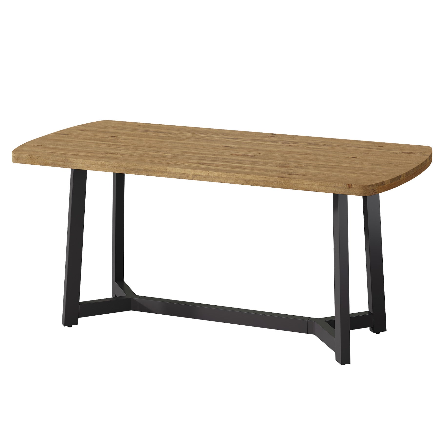 63" Modern Executive Desk, Solid Pine Wood Computer Desk for Home Office