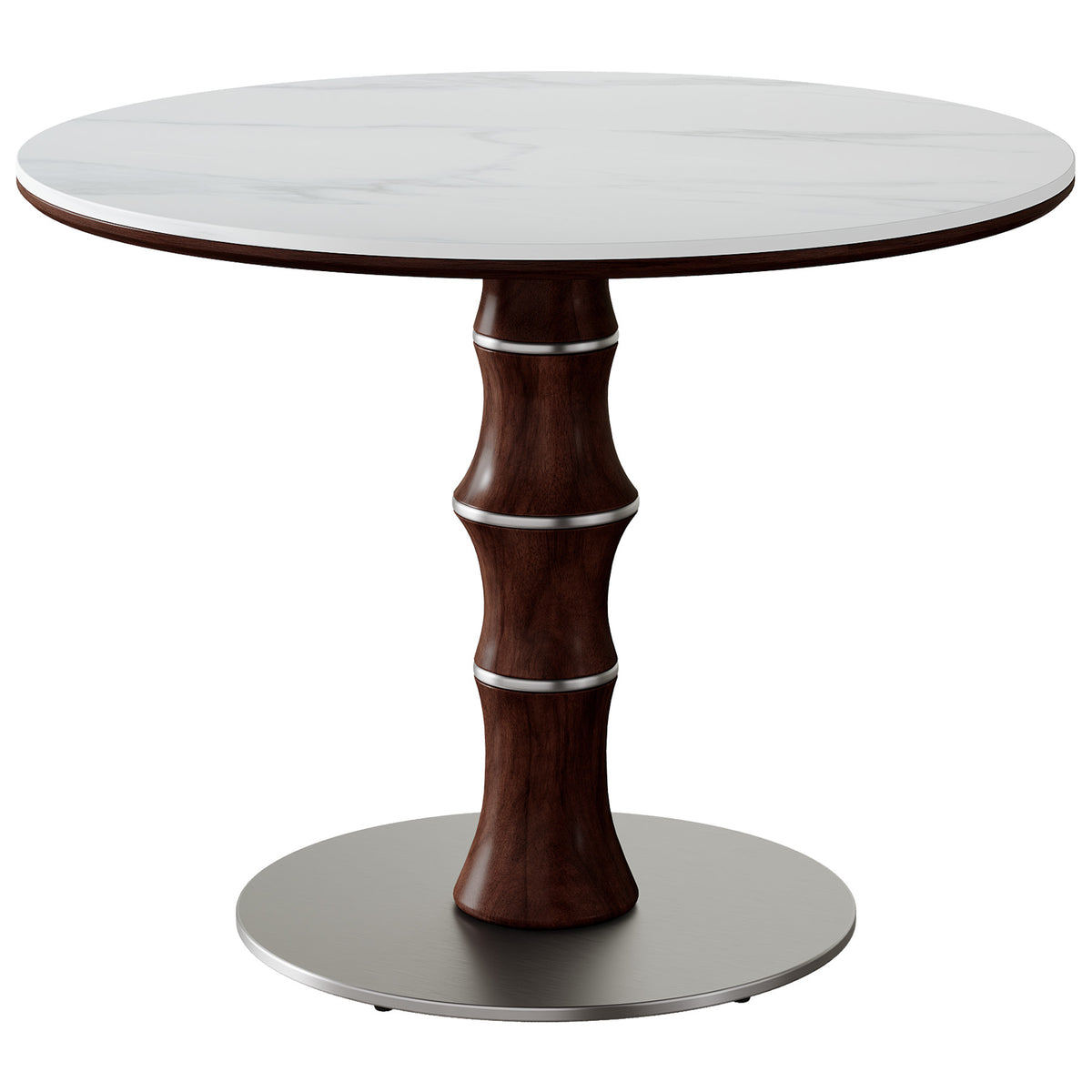 35" Round Sintered Stone Dining Table for 2-4, Rubberwood Pedestal