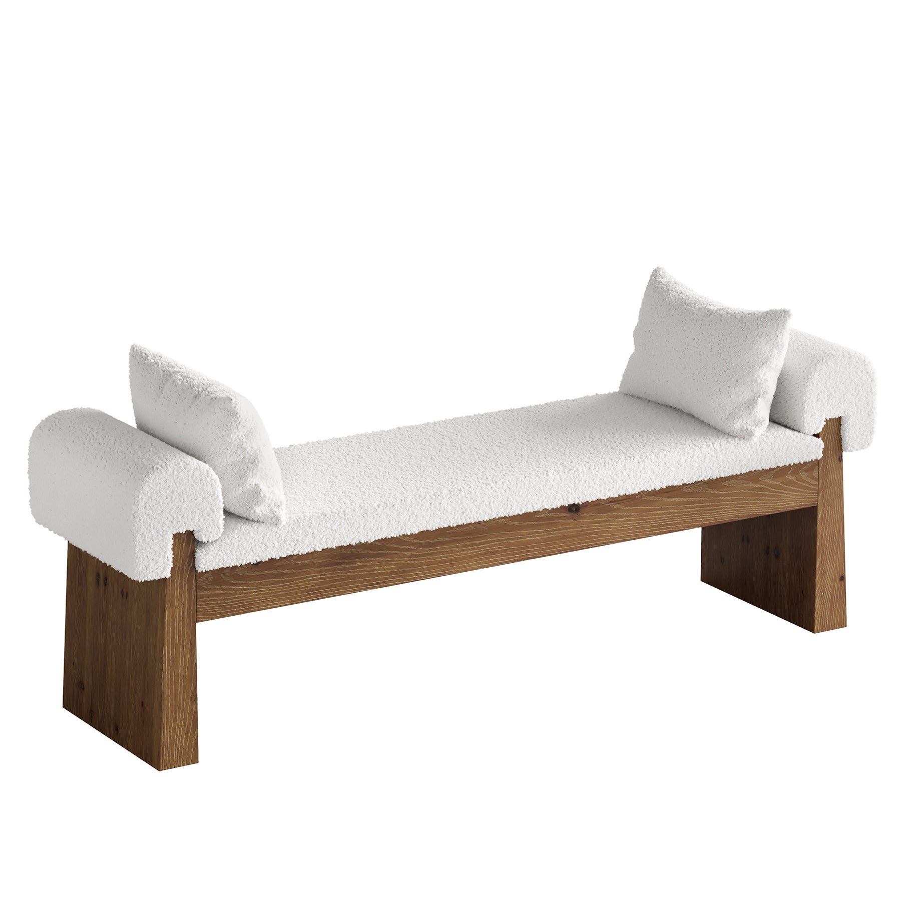 Solid Wood Cushioned Bench, Upholstered Entryway Bench End of Bed Bench