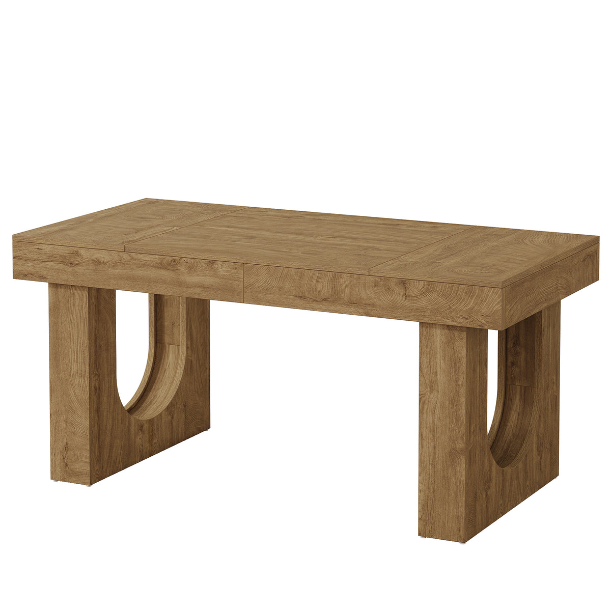 55" Farmhouse Executive Desk, Rectangular Office Computer Desk with U-Shape Double Pedestal