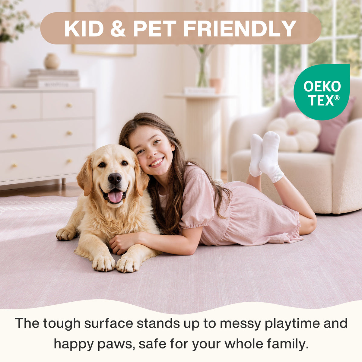 5x7/8x10 Scalloped Washable Area Rugs, Soft Geometric Non-Slip Indoor Rug for Living Room Bedroom, Oeko-Tex Certified