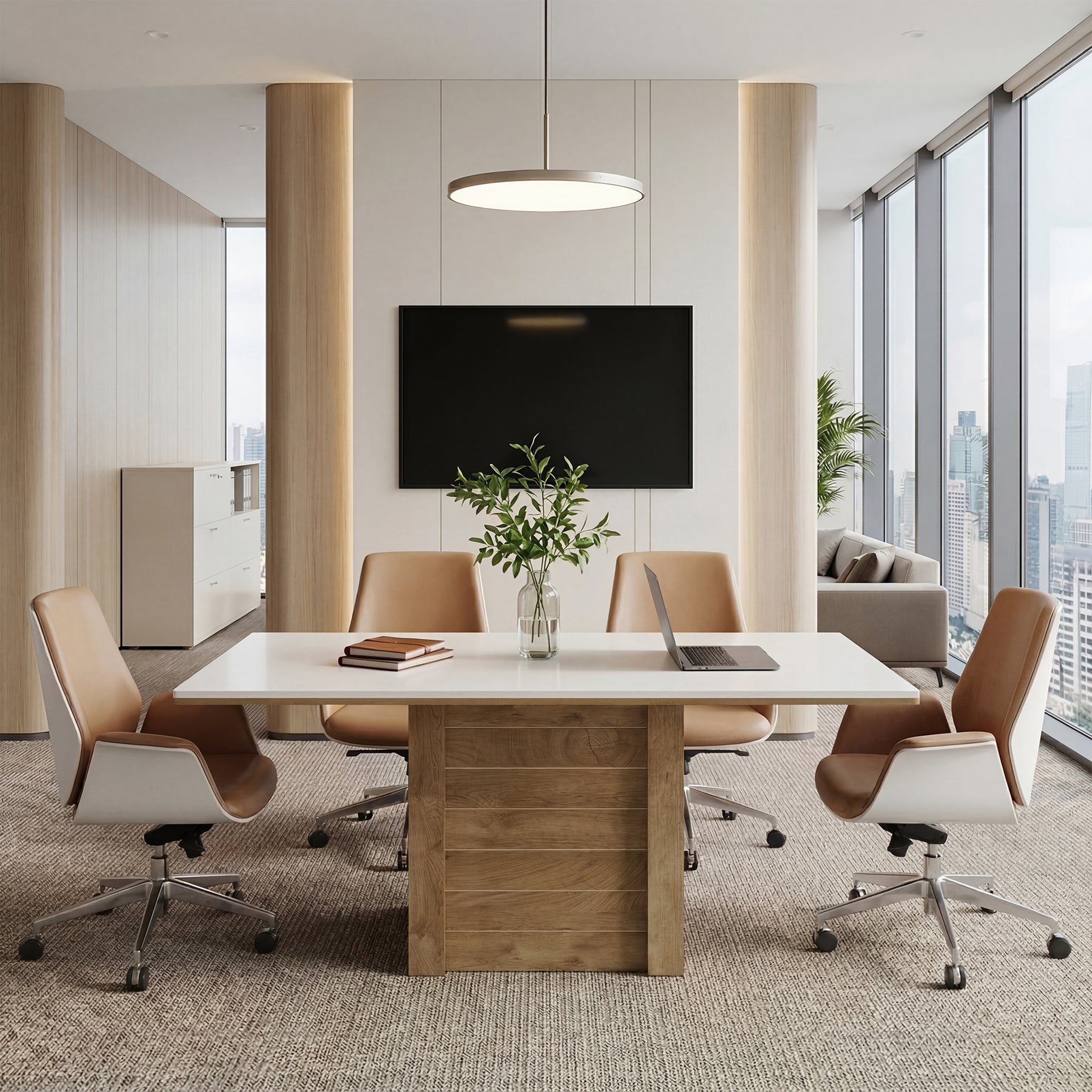 Tribesigns 55" Rectangular Conference Table, Meeting Table for 6-8 People for Office