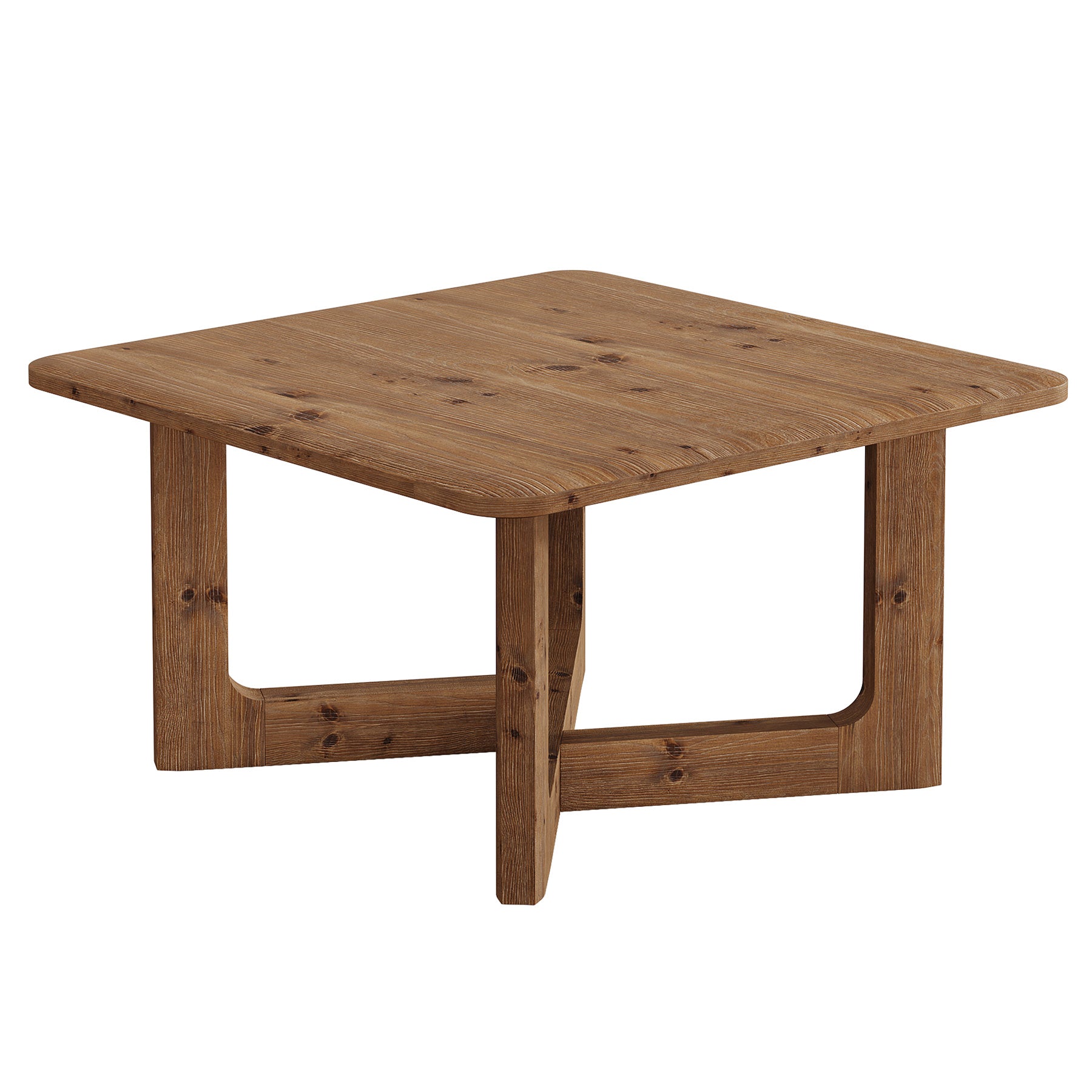 31.5" Solid Wood Coffee Table, Farmhouse Square Center Table Tea Accent Table