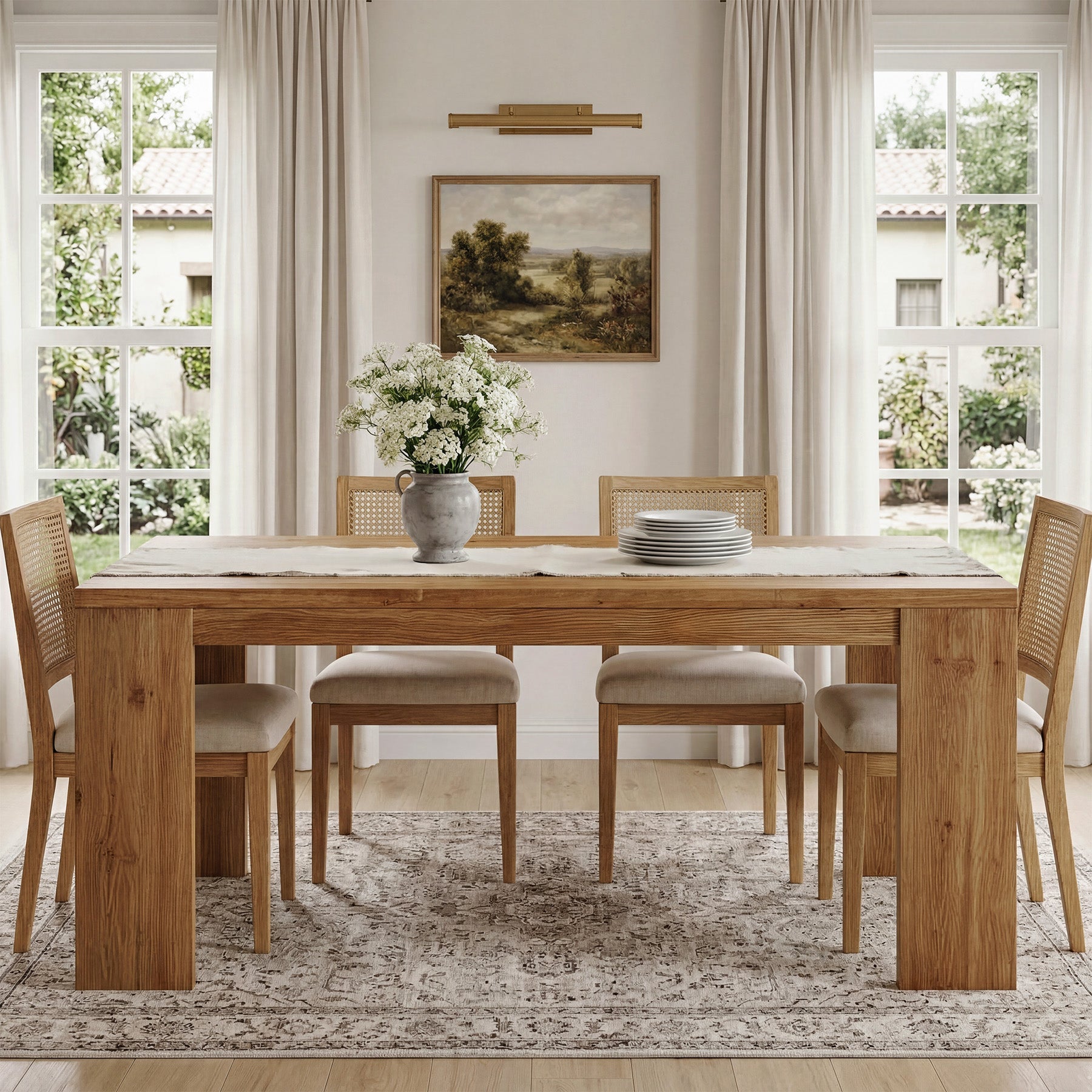 Tribesigns 63" Solid Wood Dining Table, Farmhouse Kitchen Table for Home