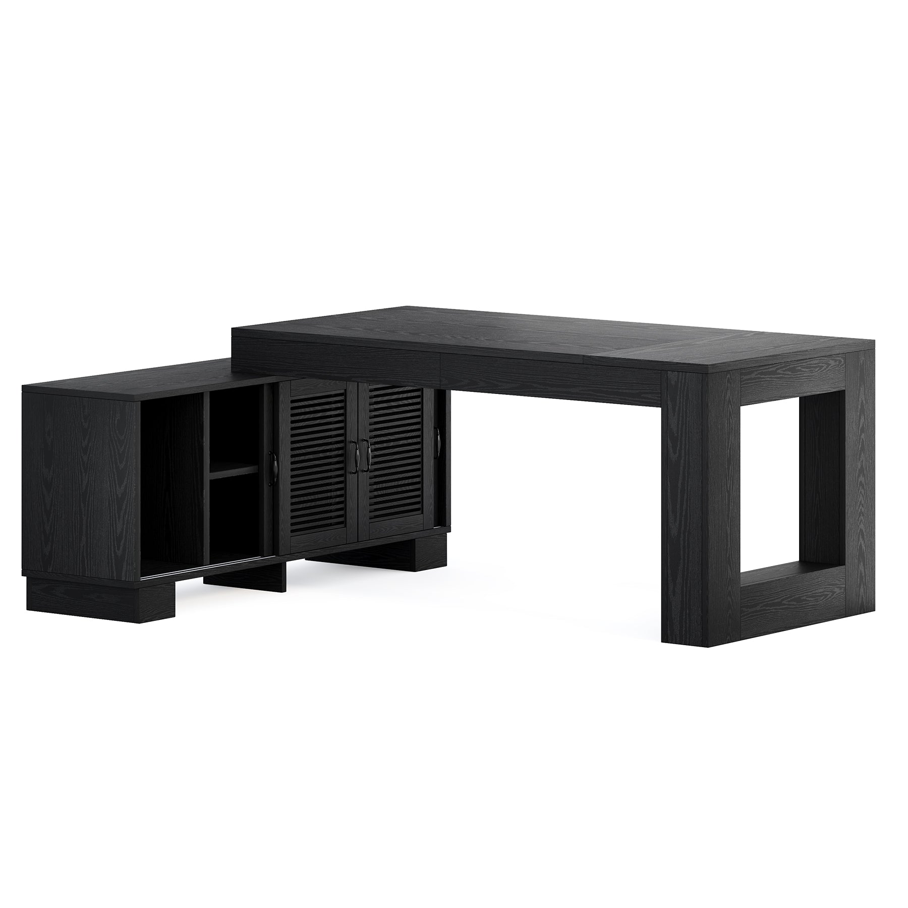 63" Computer Desk, L-shaped Executive Desk with Storage Cabinets