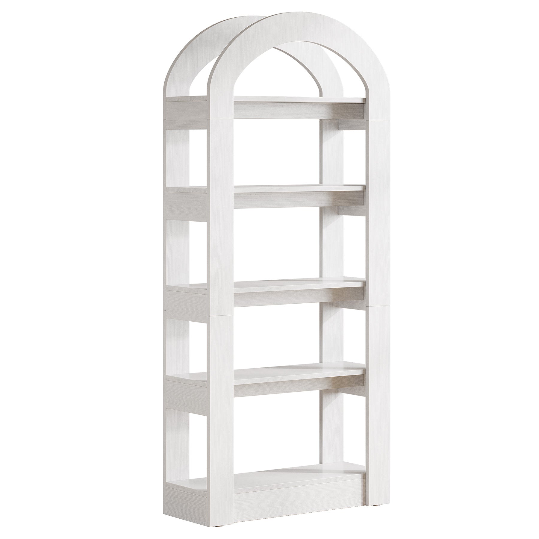 5-Tier Wooden Bookshelf with Arched Top, Tall Display Bookcase Shelf