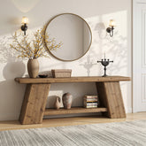 63" Solid Wood Console Table with Storage Shelf, Farmhouse Sofa Table for Behind Couch or Entryway 3