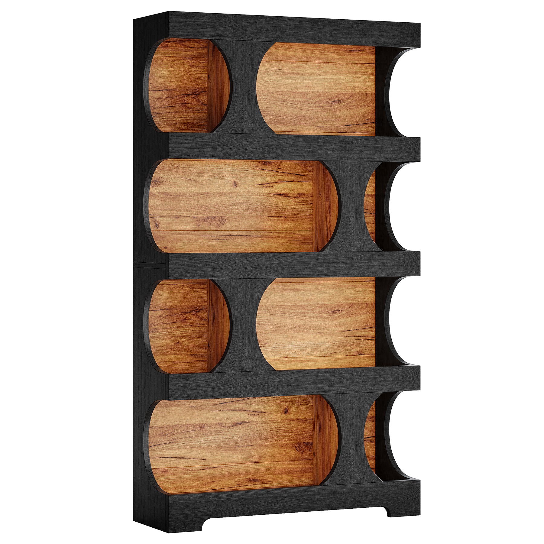 71" Bookcase, Modern Asymmetrical Bookshelf 4-Tier Display Shelf