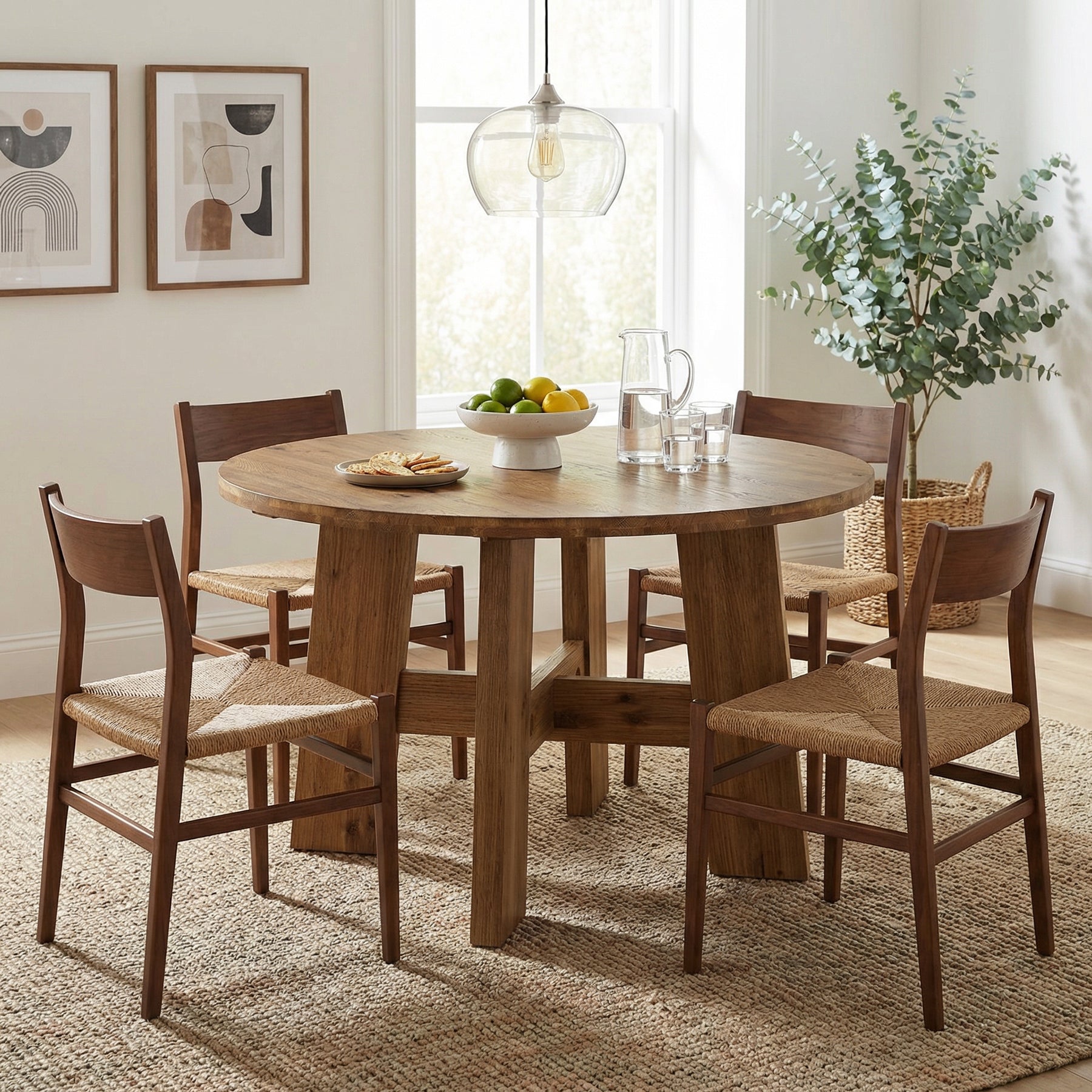 Tribesigns 47-Inch Solid Wood Round Dining Table, Farmhouse Kitchen Table for 4-6 People