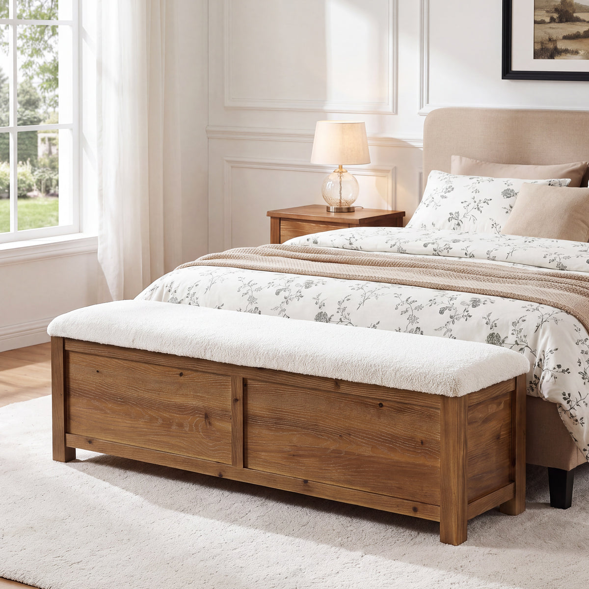 55" Lift Top Storage Bench, Hidden Storage, Wooden End of Bed Entryway Bench