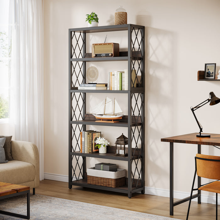 67" Book Shelf, 5-Tier Bookcase Storage Organizer with Open Shelves