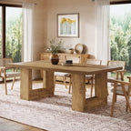 Rectangle Dining Table for 6-8, 63" Kitchen Table with Geometric Frame