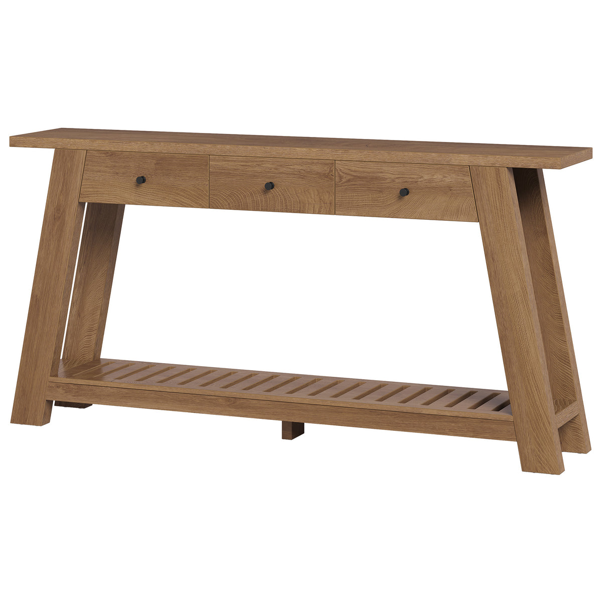 63" Console Table with 3 Drawers & Open Storage Shelf, Narrow Entryway Table Behind Couch