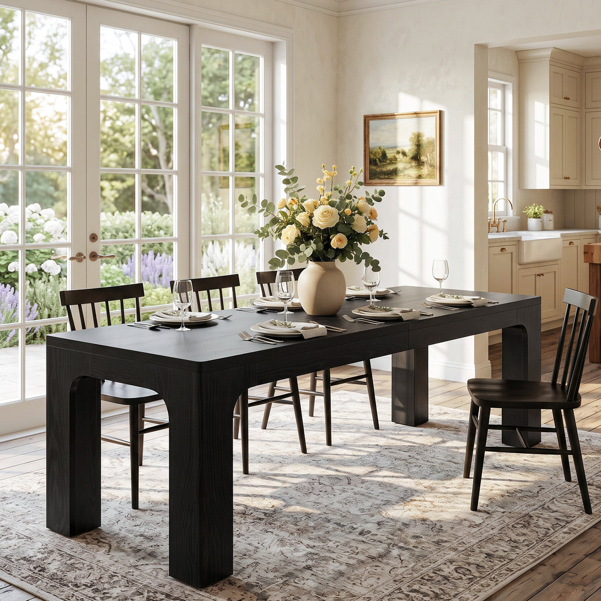 79" Modern Dining Table for 8-10, Long Kitchen Table for Dining Room