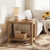 2-Tier Side Table, Narrow Wooden Rectangle End Table for Small Spaces 3