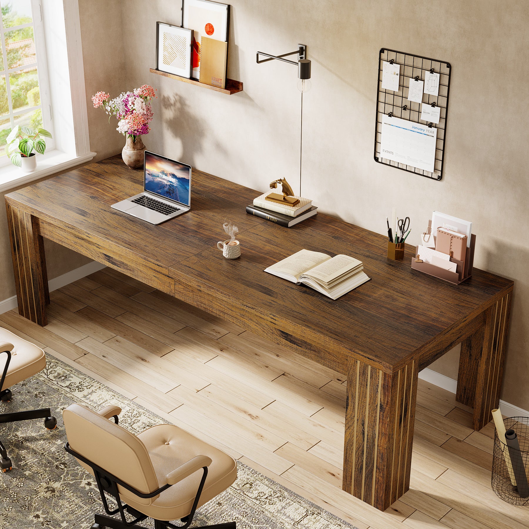 78.7" Two Person Desk, Large Double Computer Table Workstation for Home Office