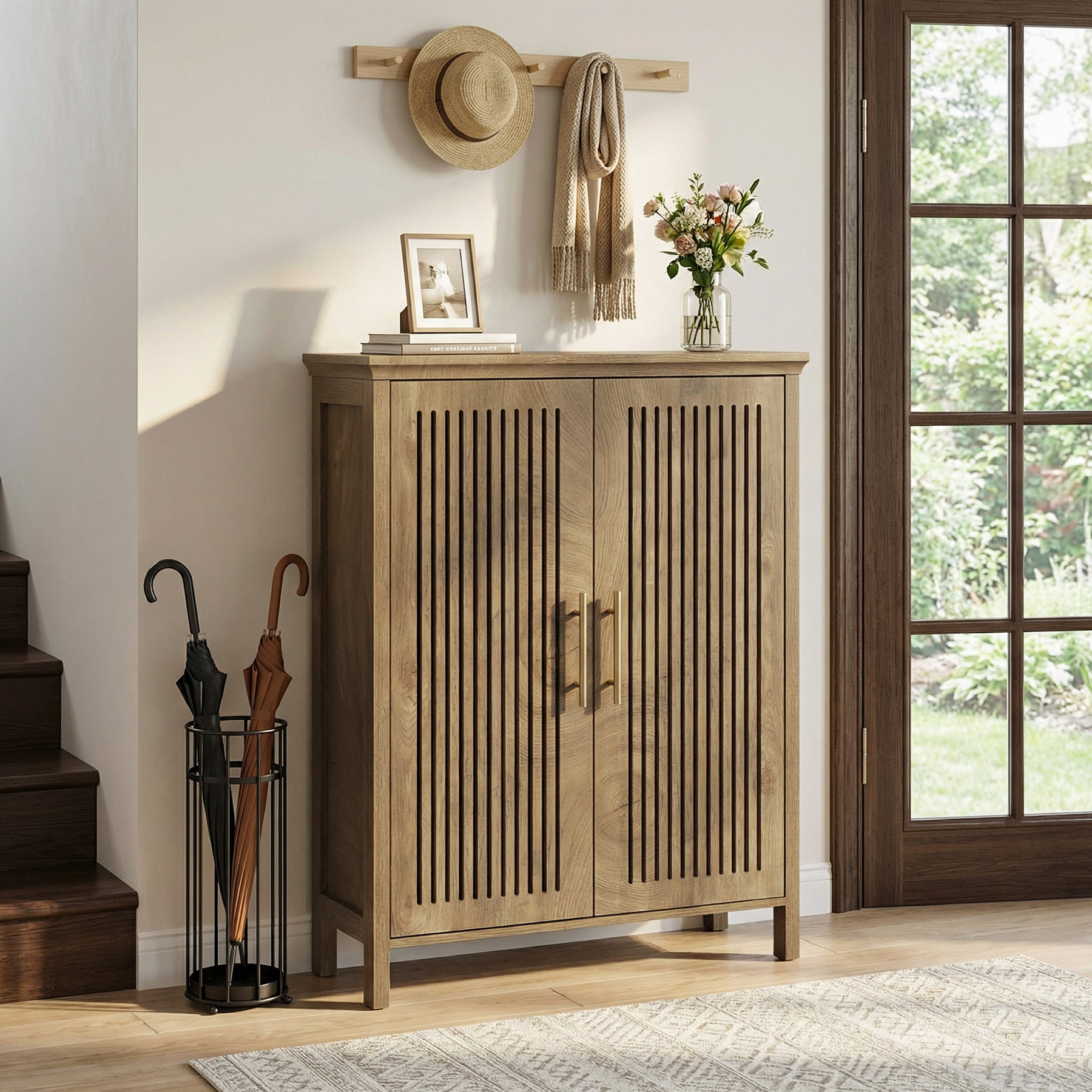 Tribesigns 5-Tier Shoe Cabinet with Doors, Tall Entryway Shoe Storage