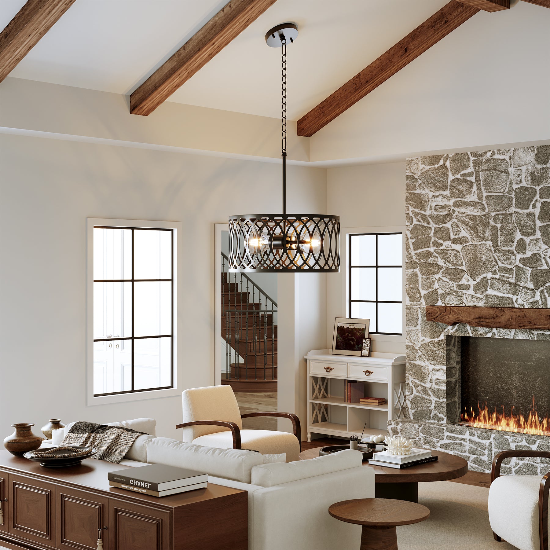 13" Pendant Lights, 2-Light Modern Chandelier with Adjustable Height