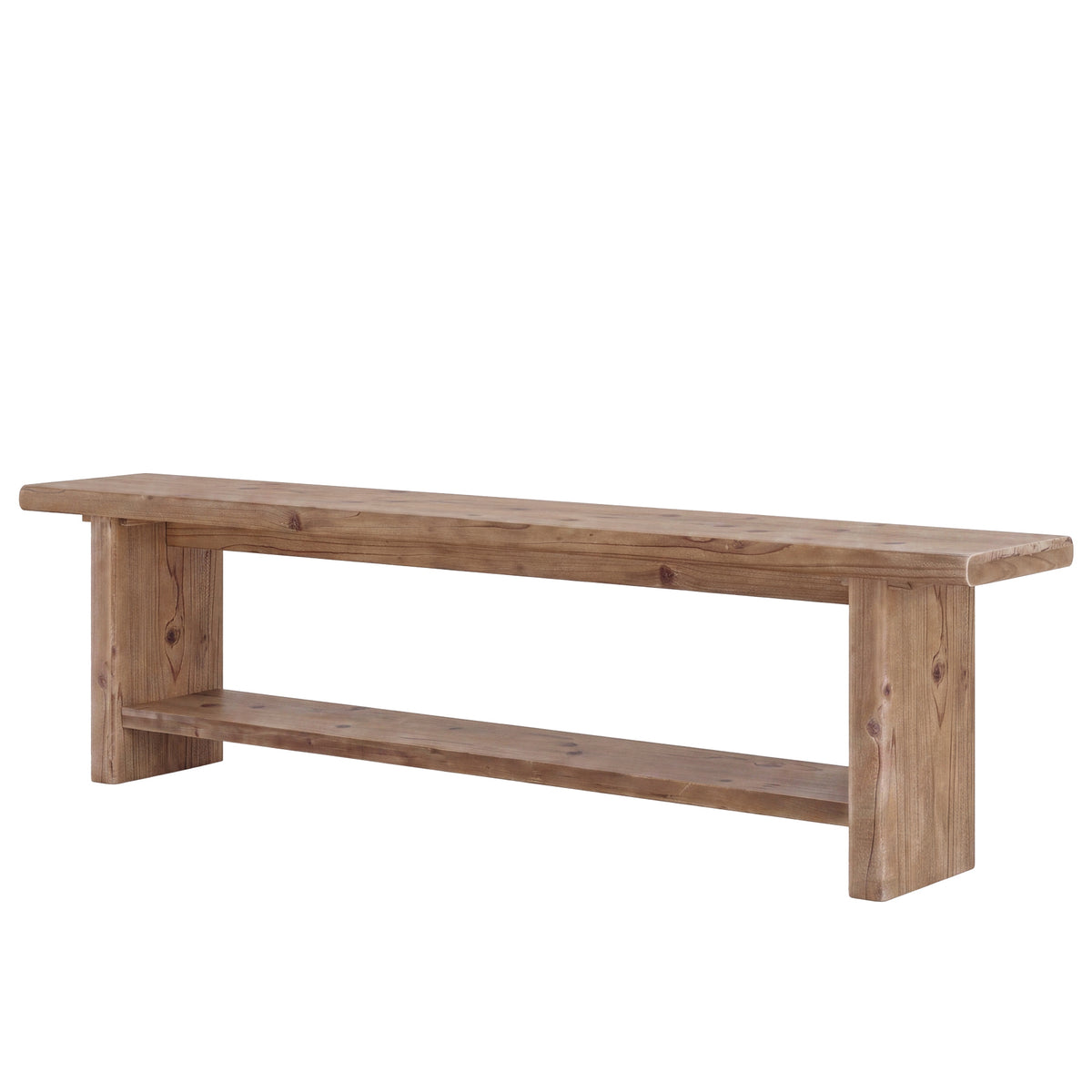 71” Solid Wood Entryway Bench with Shoe Storage Shelf, Indoor Storage Bench for Hallway
