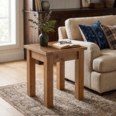 Square Solid Wood Side Table, Farmhouse End Tale with Stable Legs for Small Spaces 3