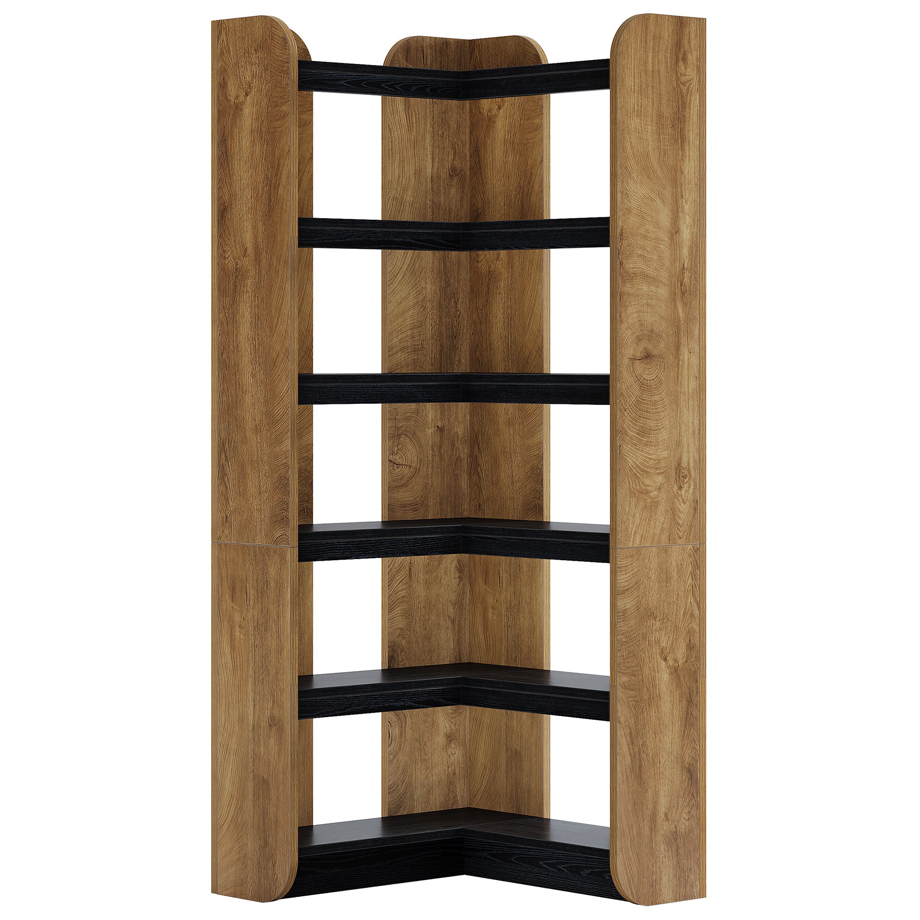 6-Tier Corner Bookshelf, 70.9" Bookcase Display Rack with Open Shelves