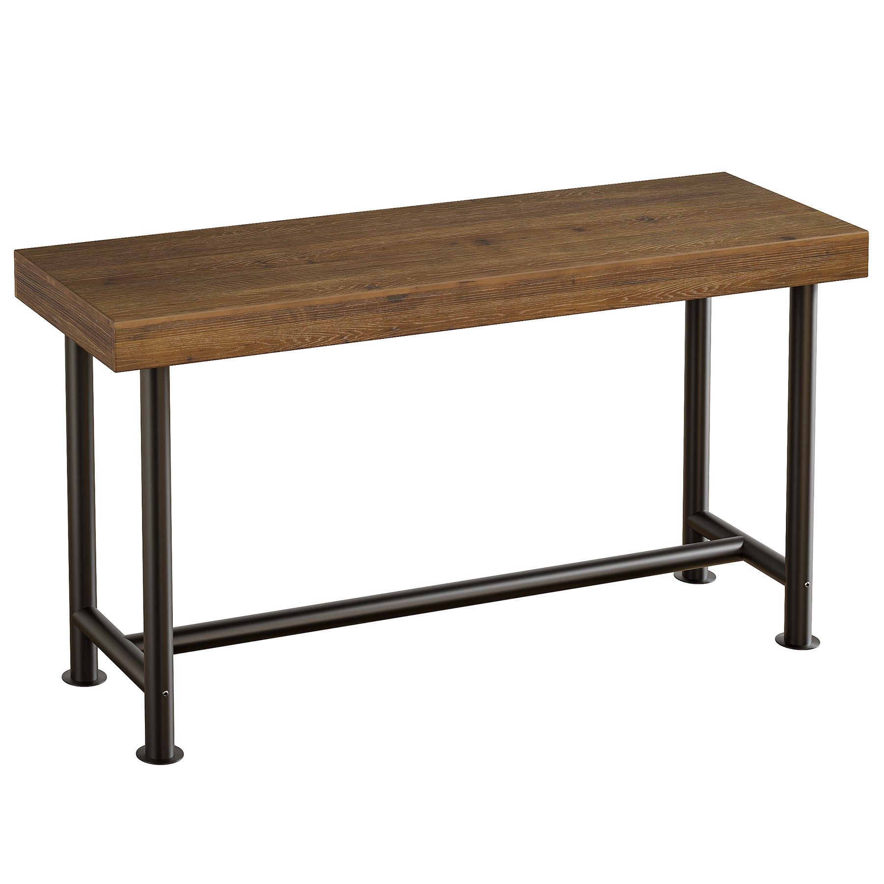 63" Solid Wood Bar Table, Rectangular Counter Height Pub Table with Metal Legs