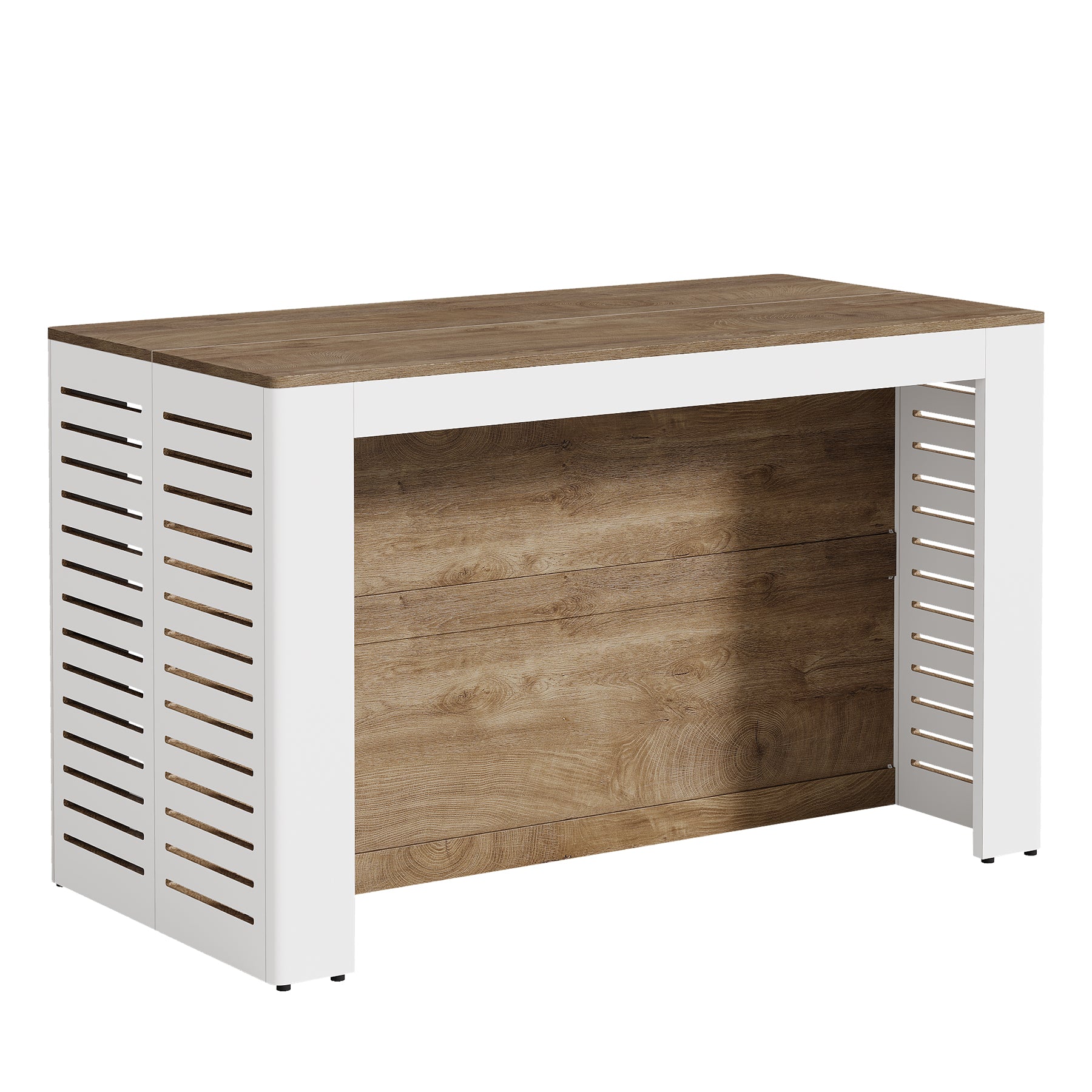 55" Farmhouse Kitchen Island, 3-Tier Wooden Stationary Island Table for Kitchen