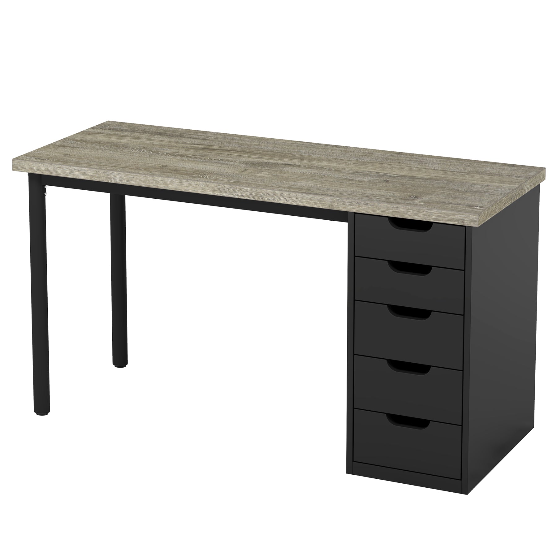 47" Computer Desk with 5 Drawers, Modern Study Table Writing Desk