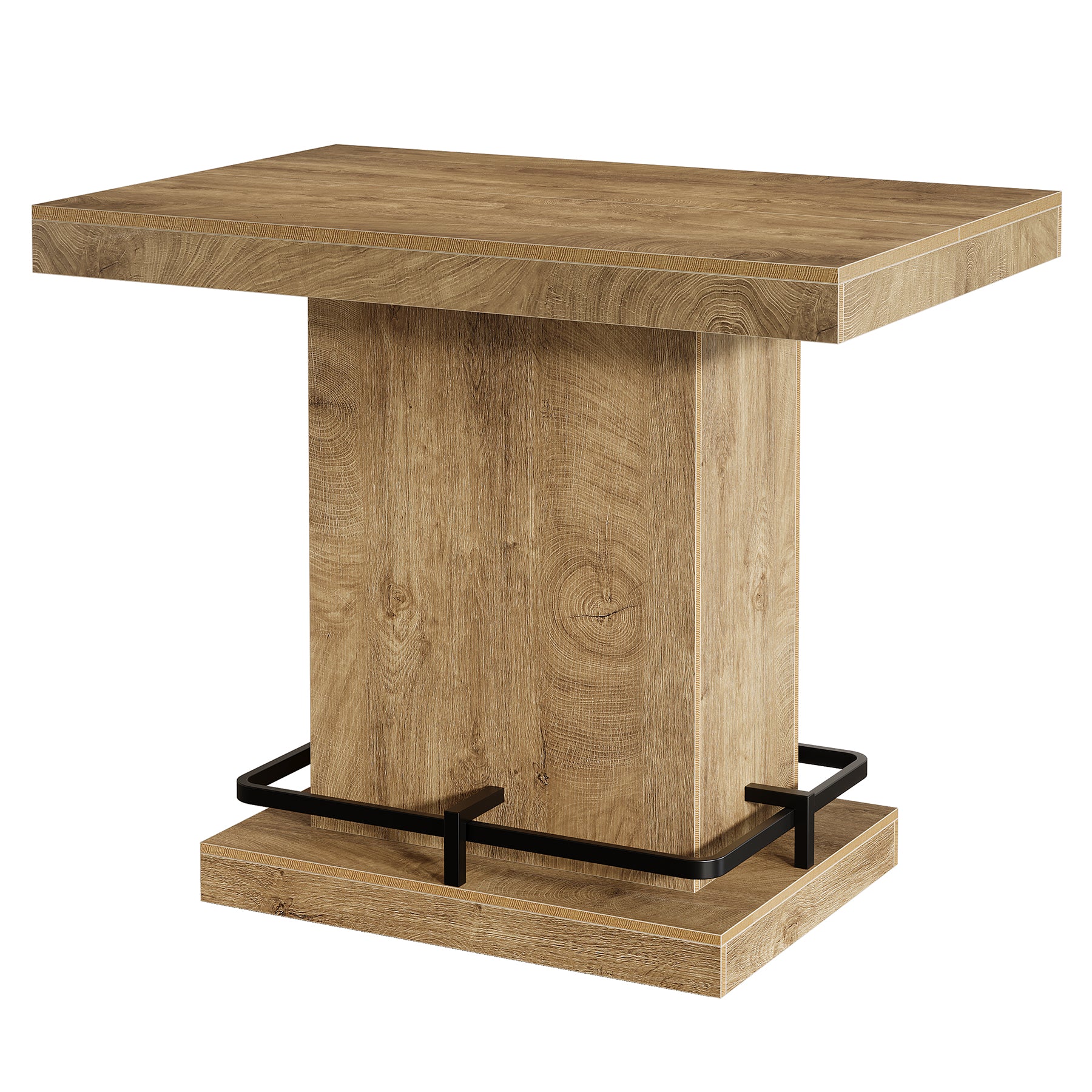 47" Bar Table, Rectangular Bistro Pub Table with Metal Footrest