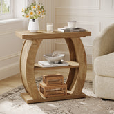 Narrow End Table, 2-Tier Farmhouse Side Table with Curved Frame 3