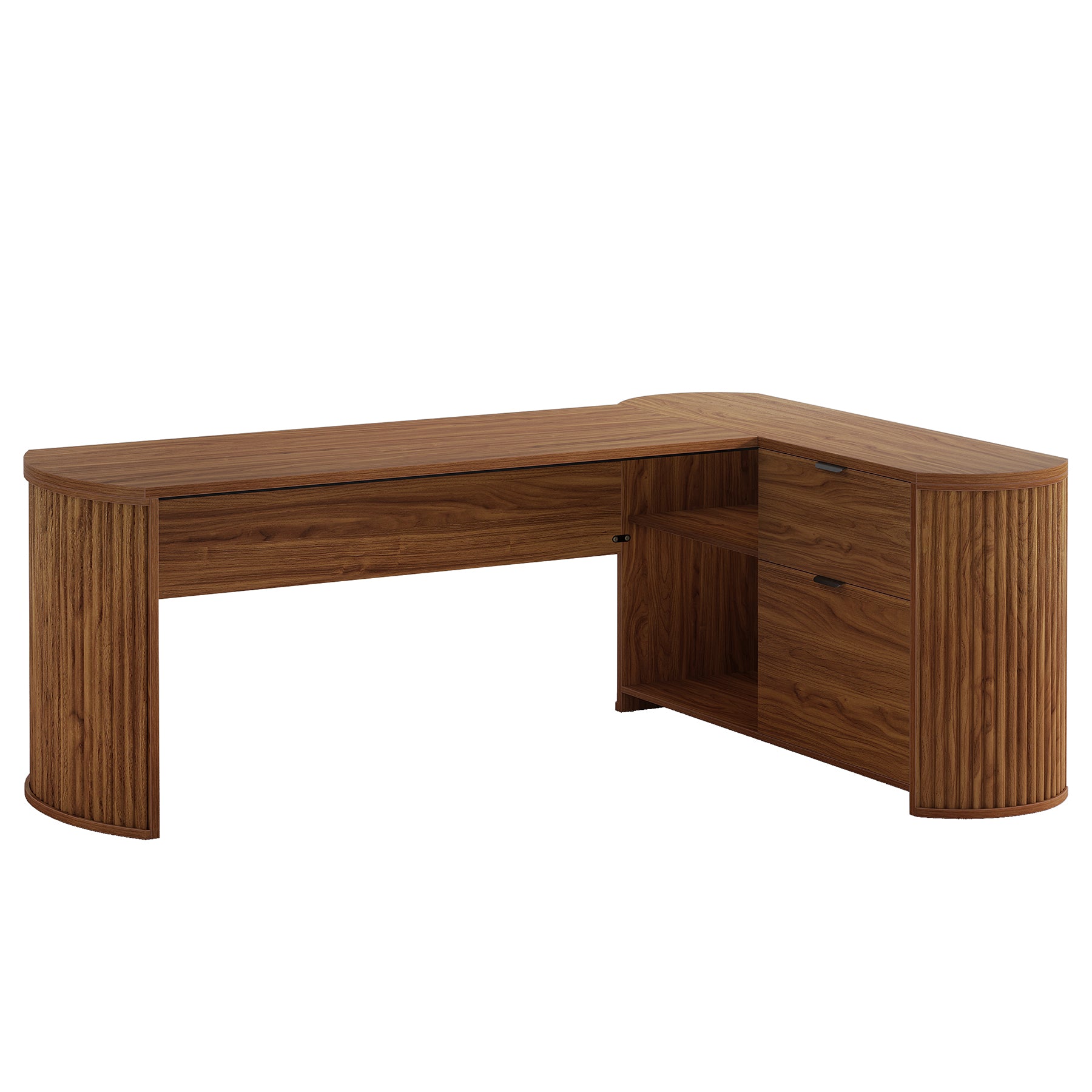 79" L-Shaped Executive Desk, Large Computer Desk with File Drawers