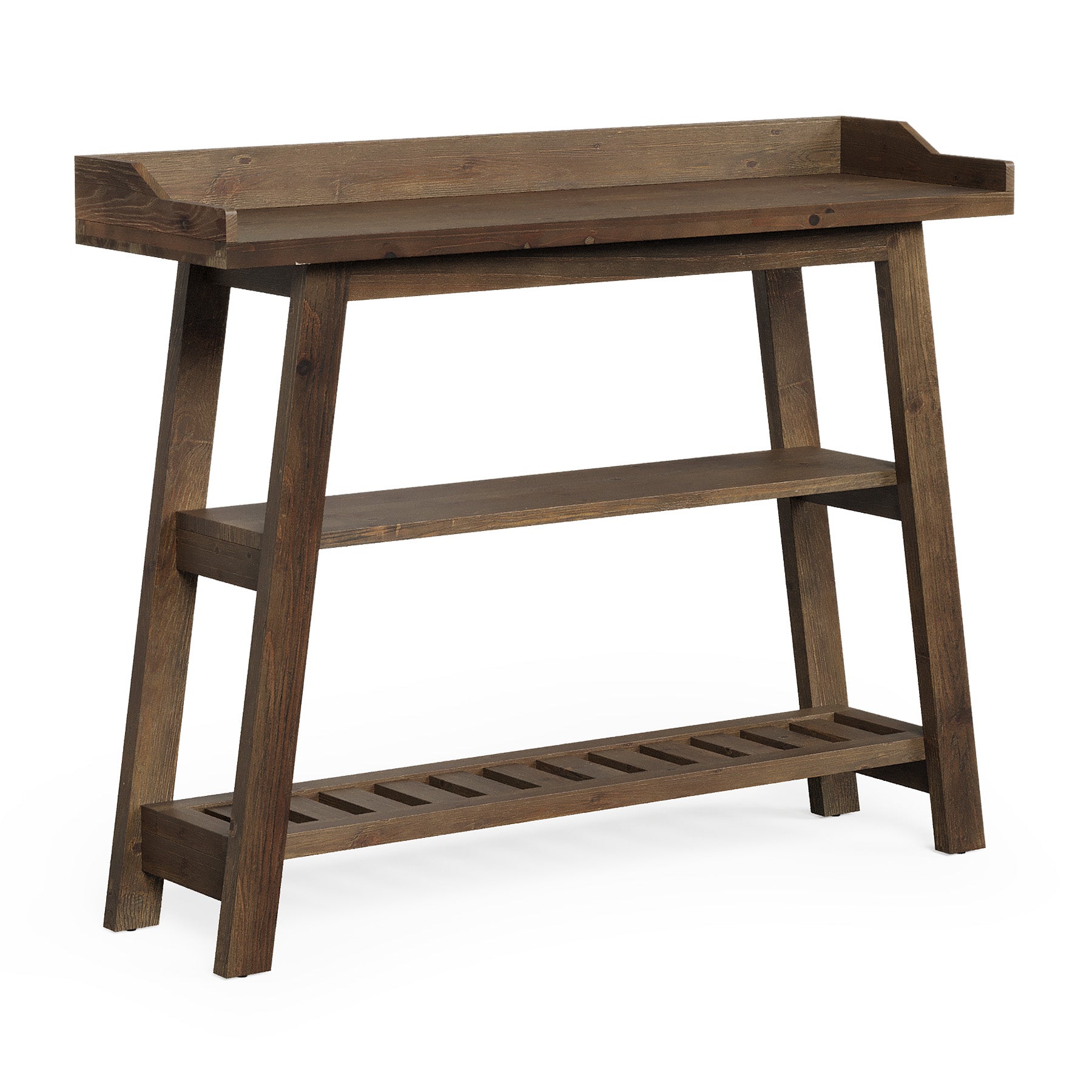 45" Solid Wood Console Table with Storage Shelves, Narrow Entryway & Sofa Table, 3-Tier Farmhouse Hallway Table for Small Spaces
