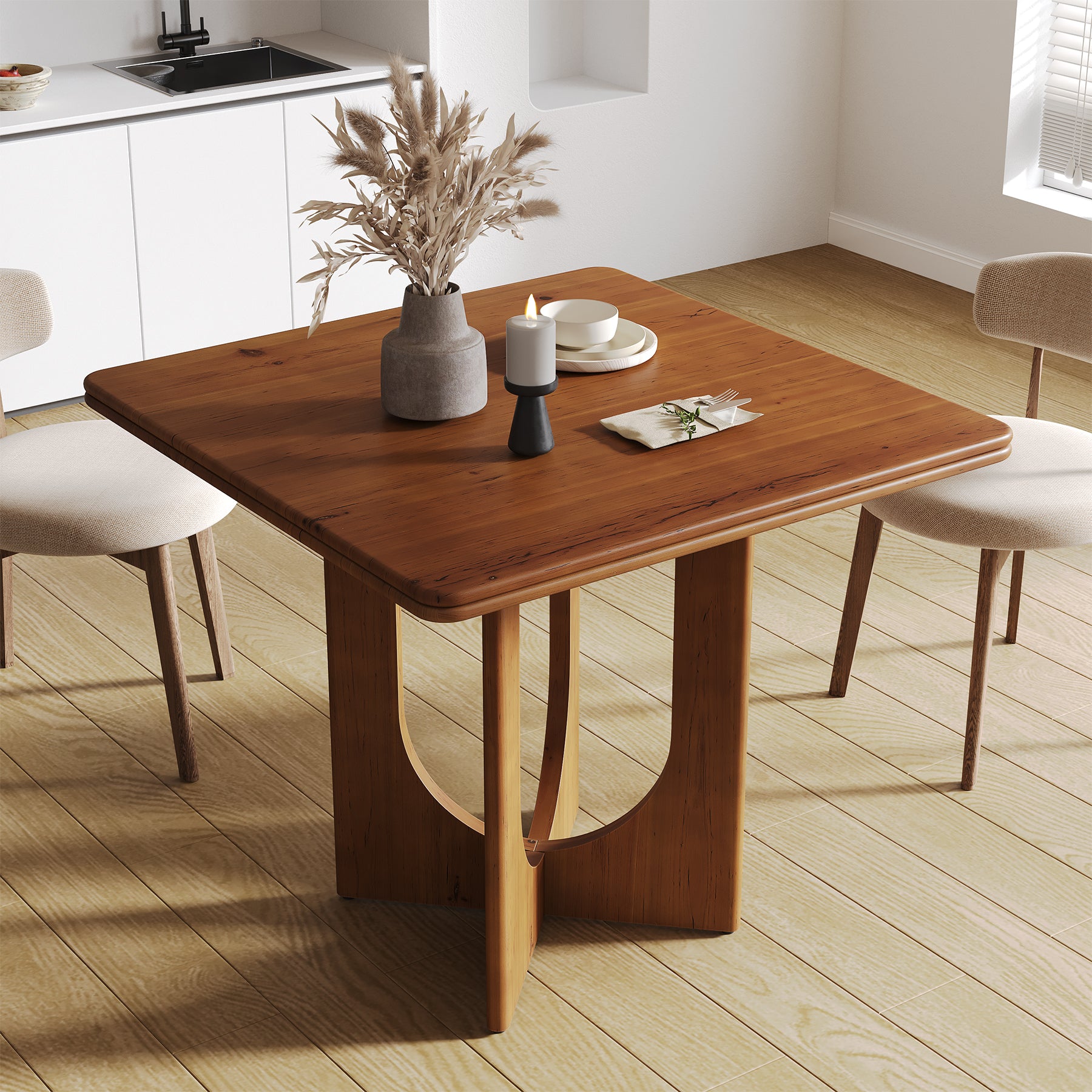 Square Solid Wood Dining Table, 31.5" Kitchen Table for 2-4 People