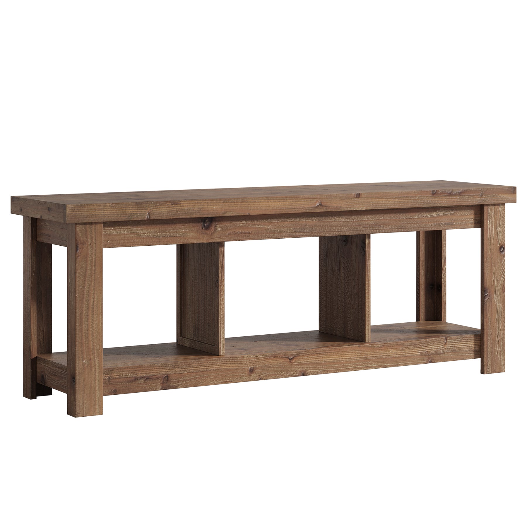 Solid Wood Console Table, 63" Sofa Entryway Table With 3 Open Shelves - Thumbnail 3
