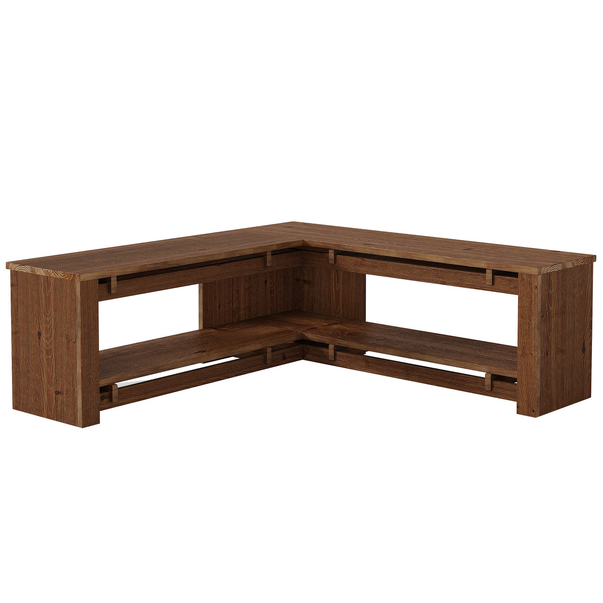 47" L-Shaped Corner Bench, Rustic Solid Wood Shoe Storage, Backless Entryway Mudroom