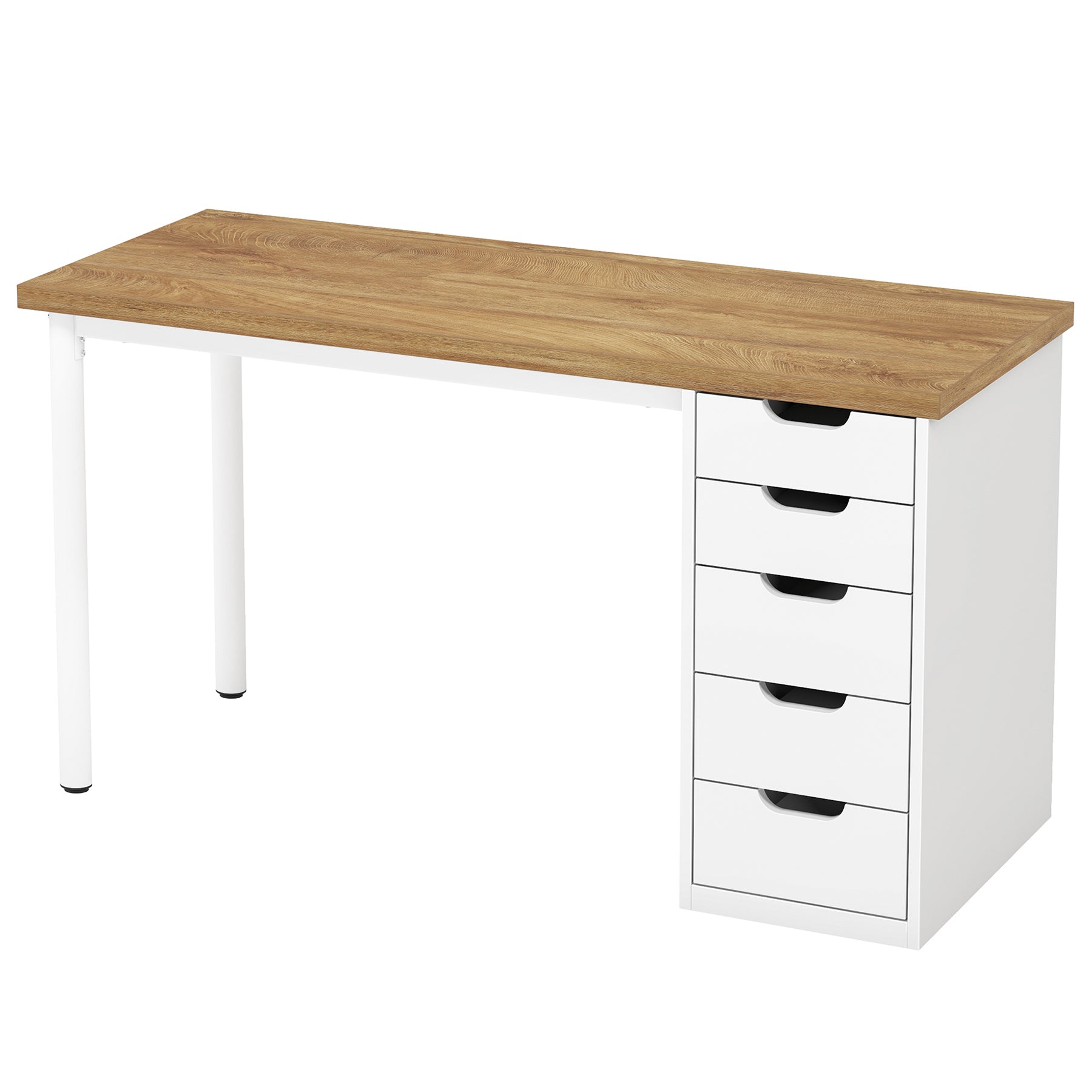 47" Computer Desk with 5 Drawers, Compact Storage Home Office Desk