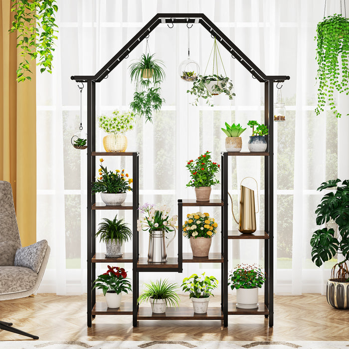 11-Tier Plant Stand with 10 S-Hooks, 71.3" Plant Rack Flower Stand Tribesigns