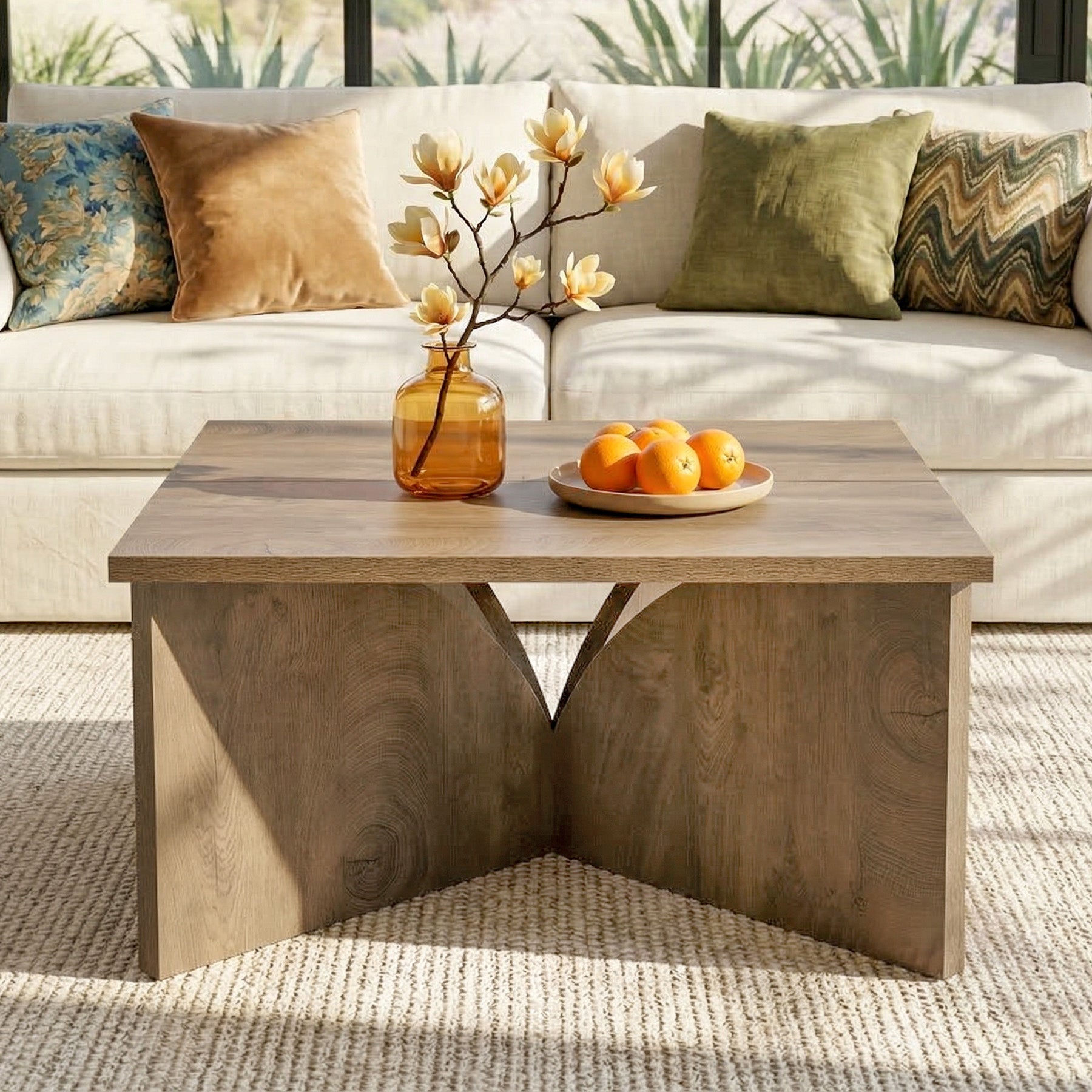 Tribesigns 31.5" Square Coffee Table, Farmhouse Accent Table for Living Room