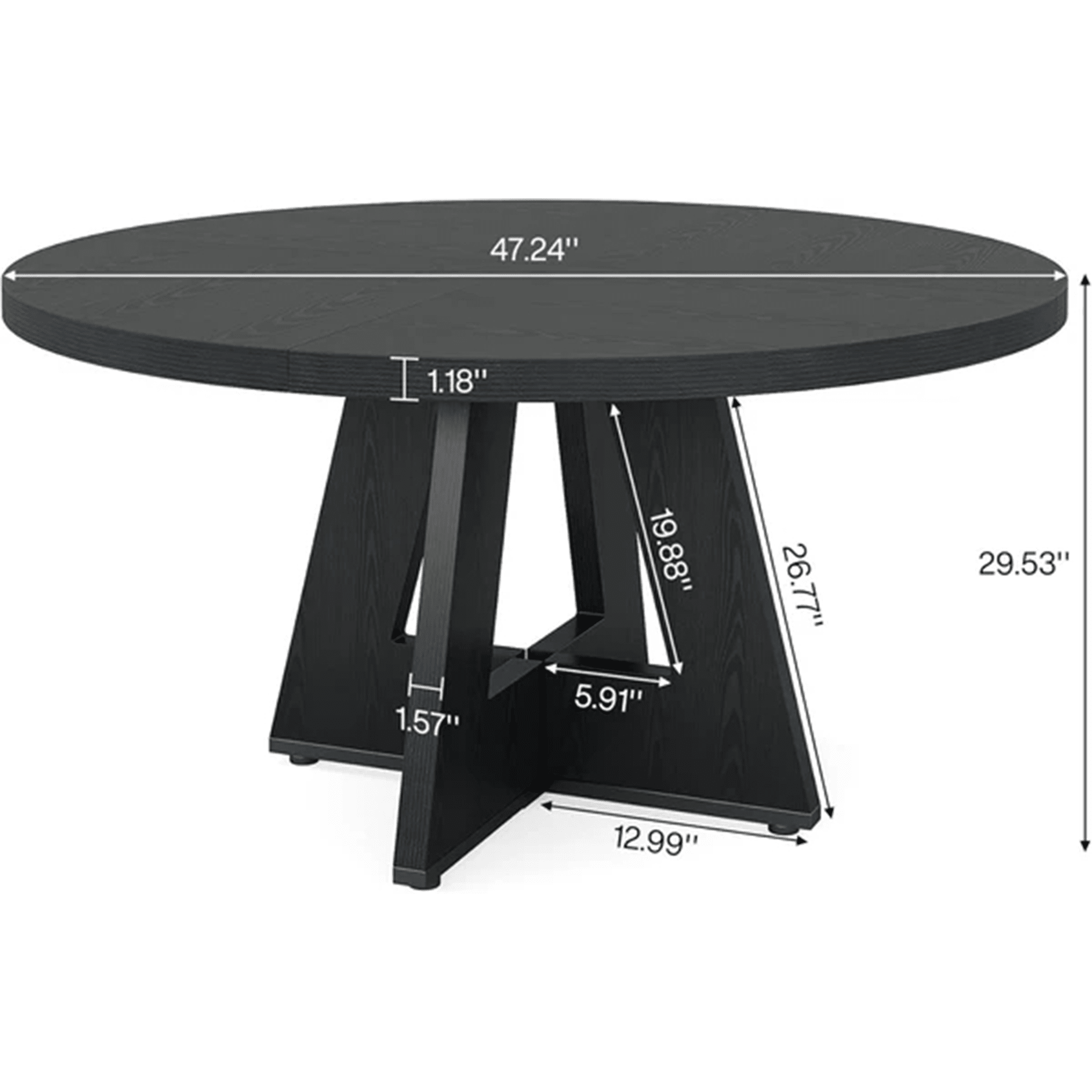 Tribesigns 47-Inch Round Dining Table, Farmhouse Cross Base Table for 4-6