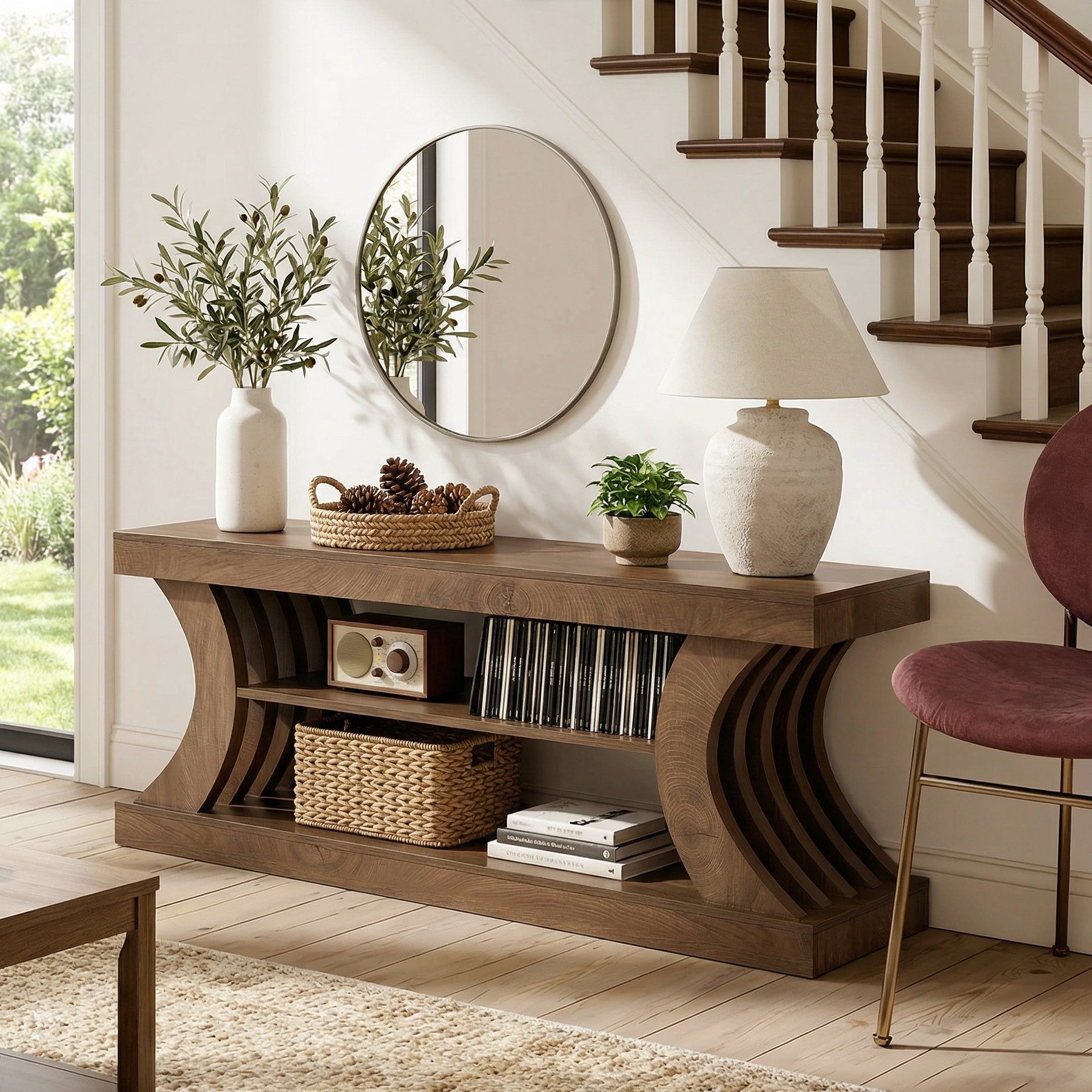 63" Console Table, 3-Tier Entryway Table with Storage for Living Room