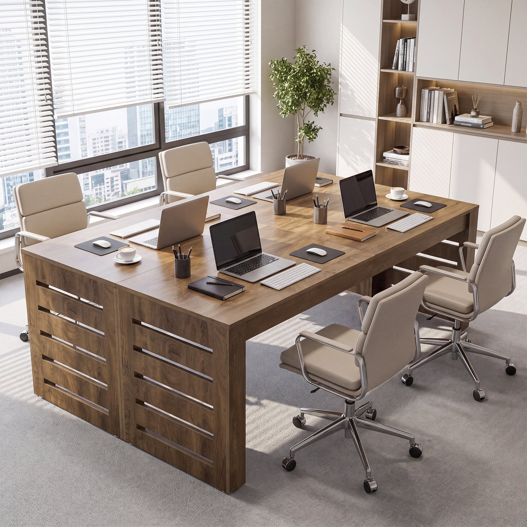 79" Executive Desk with Double Pedestal Base, Farmhouse Home Office Computer Desk