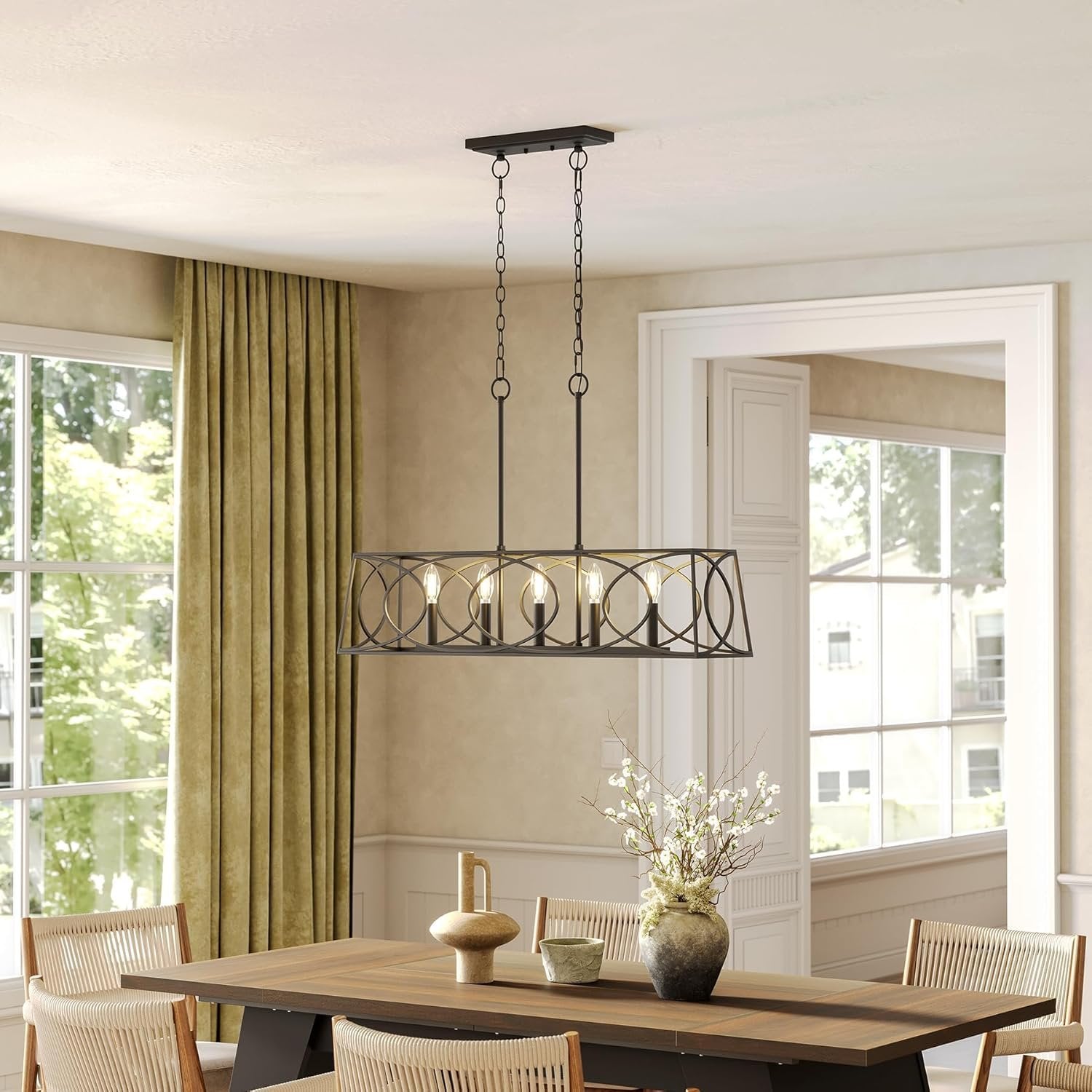 5-Lights Light Fixture, Modern Chandeliers Kitchen Island Ceiling Lighting