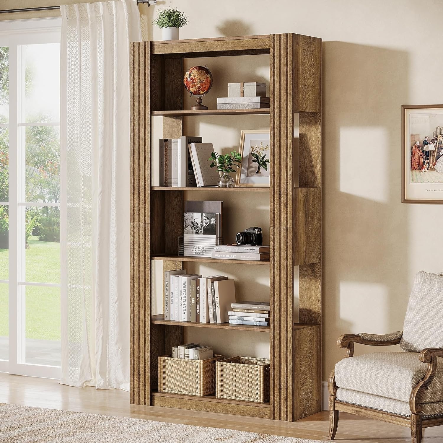 5-Tier Bookcase, 70.8" Bookshelf Floor Standing Display Storage Racks