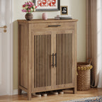 5-Tier Shoe Cabinet with Louvered Doors and Drawer