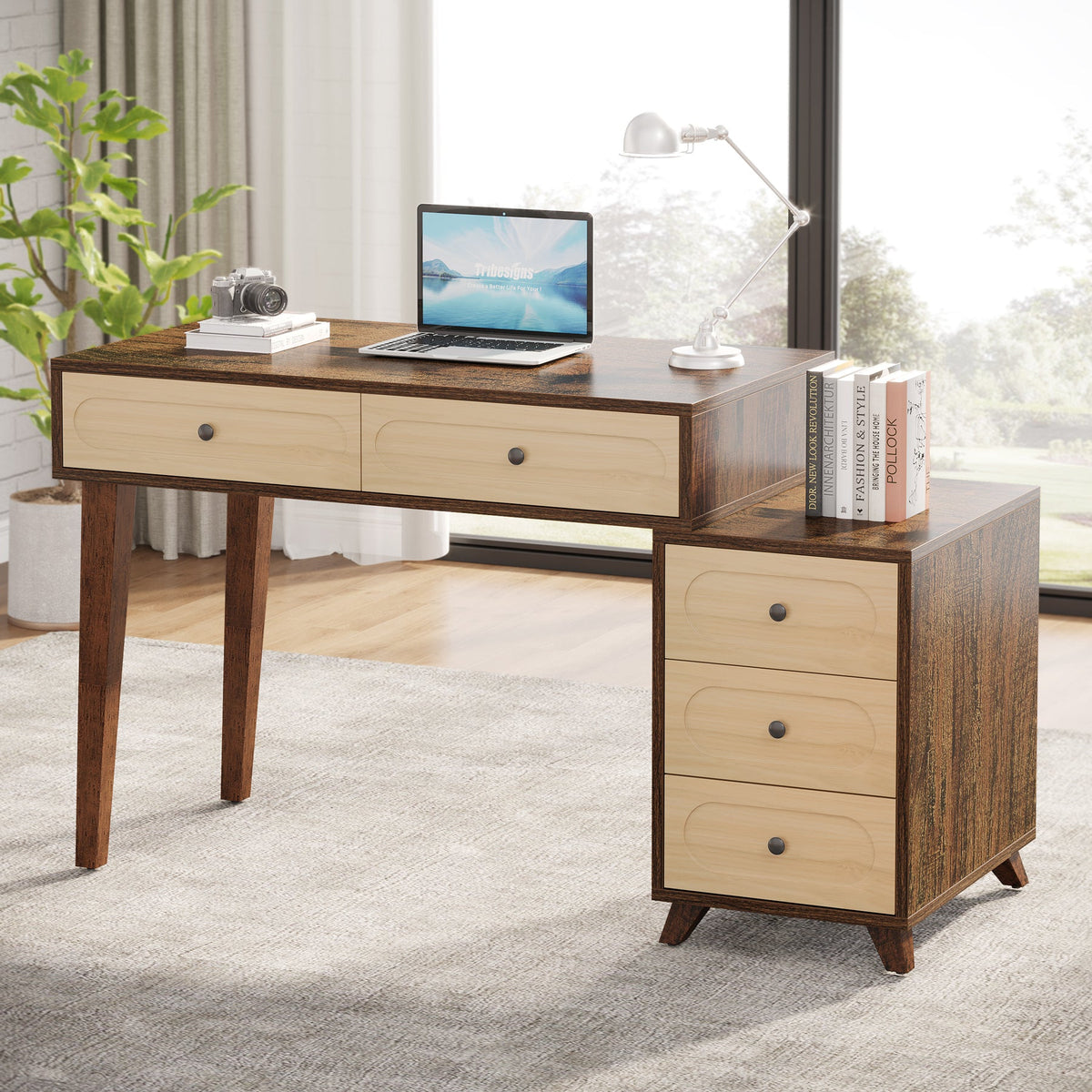 Tribesigns 5 Drawers Computer Desk, 51