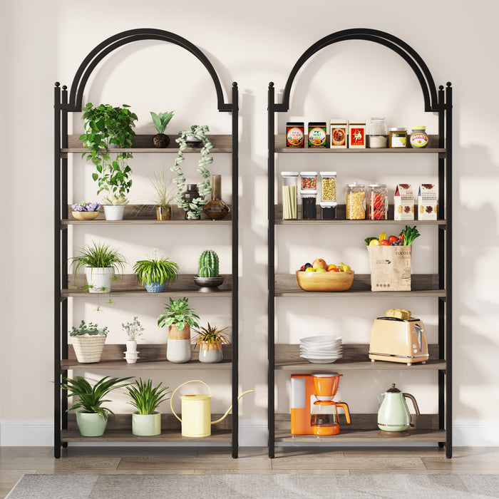 5 - Shelf Bookshelf, 72.44" Arched Etagere Open Bookcase Tribesigns