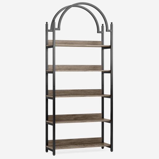 5 - Shelf Bookshelf, 72.44" Arched Etagere Open Bookcase Tribesigns