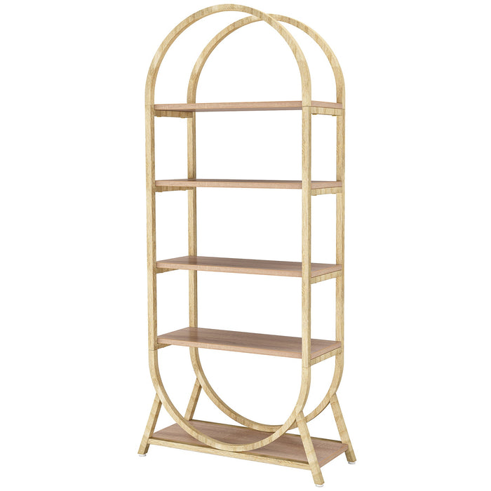 5 - Tier Bookshelf, 70.8" Open Bookcase Arched Display Rack Tribesigns