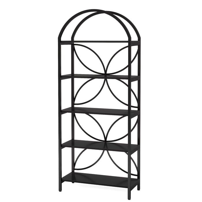 5 - Tier Bookshelf, 75" Tall Arched Bookcase Display Rack Tribesigns